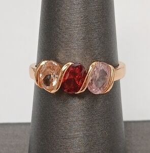 New 18k Rose Goldplated Triple Stone Ring Size 6 Pretty Bird